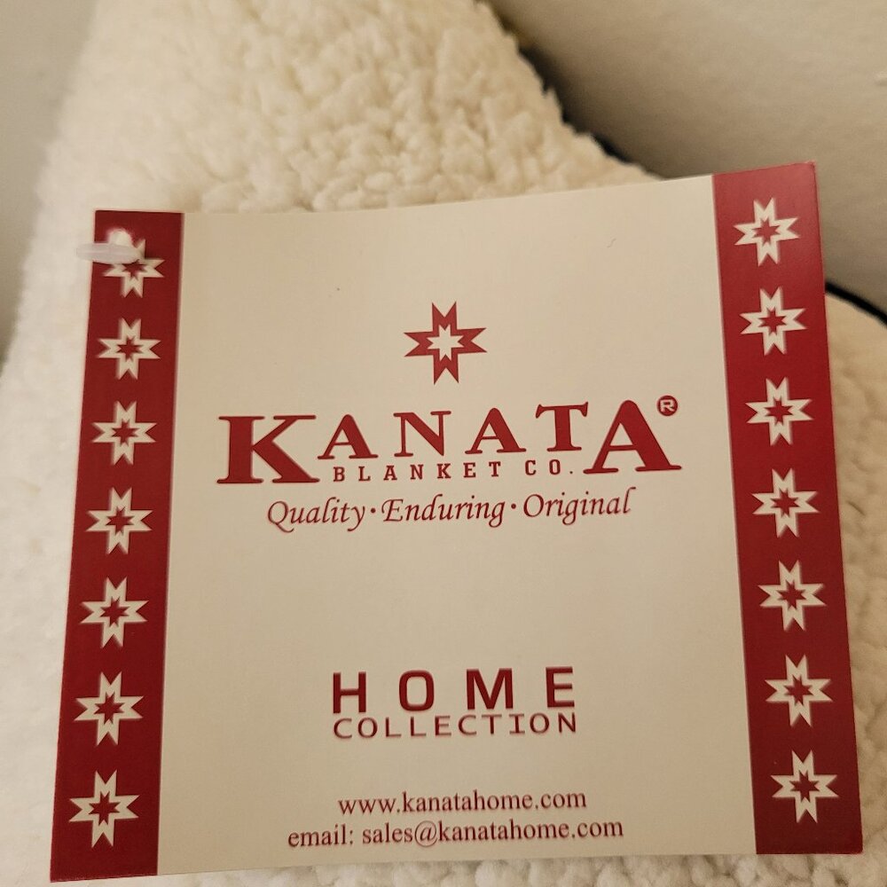 kanata blanket White Blue Polyester Home Collection Size 57x48 Inches